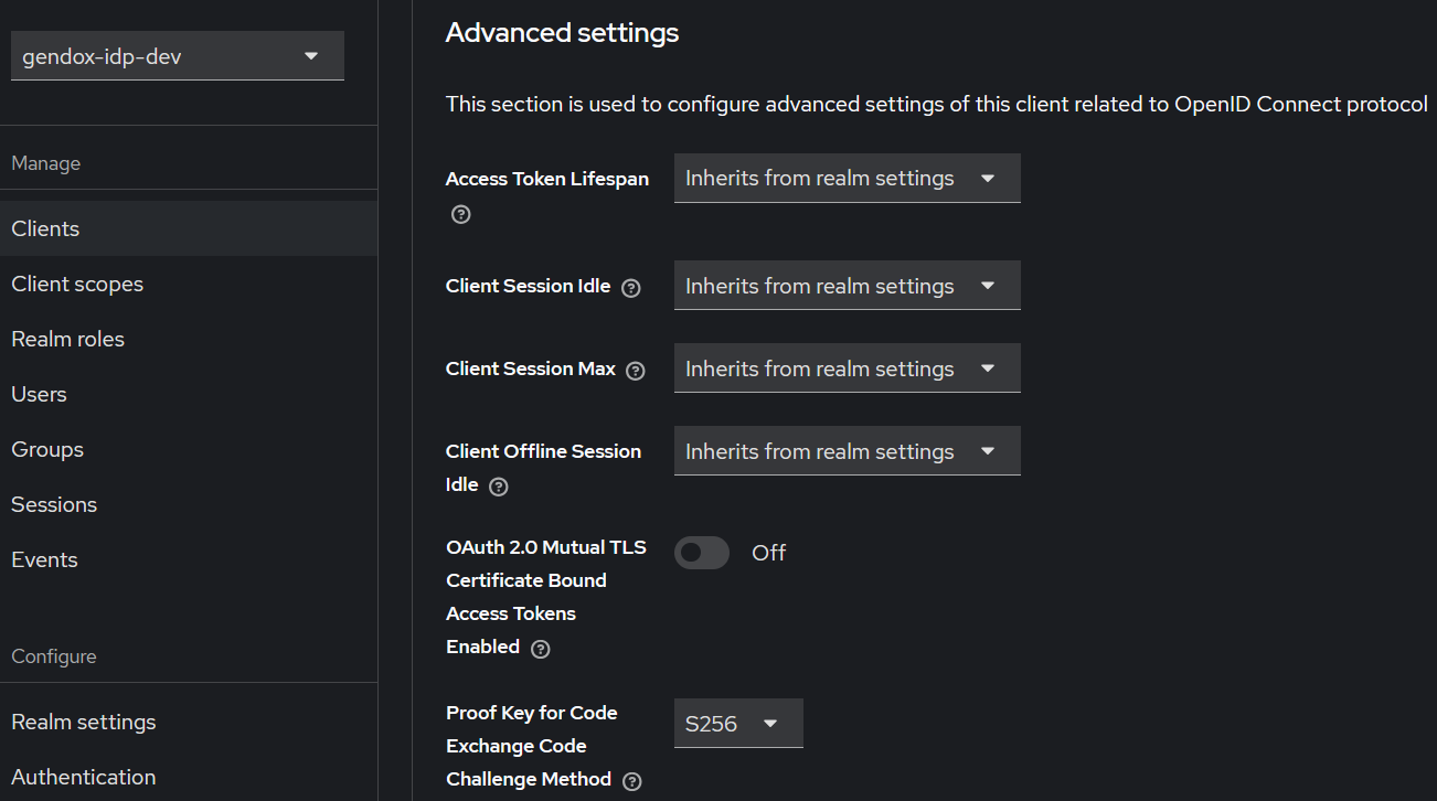 client advanced settings